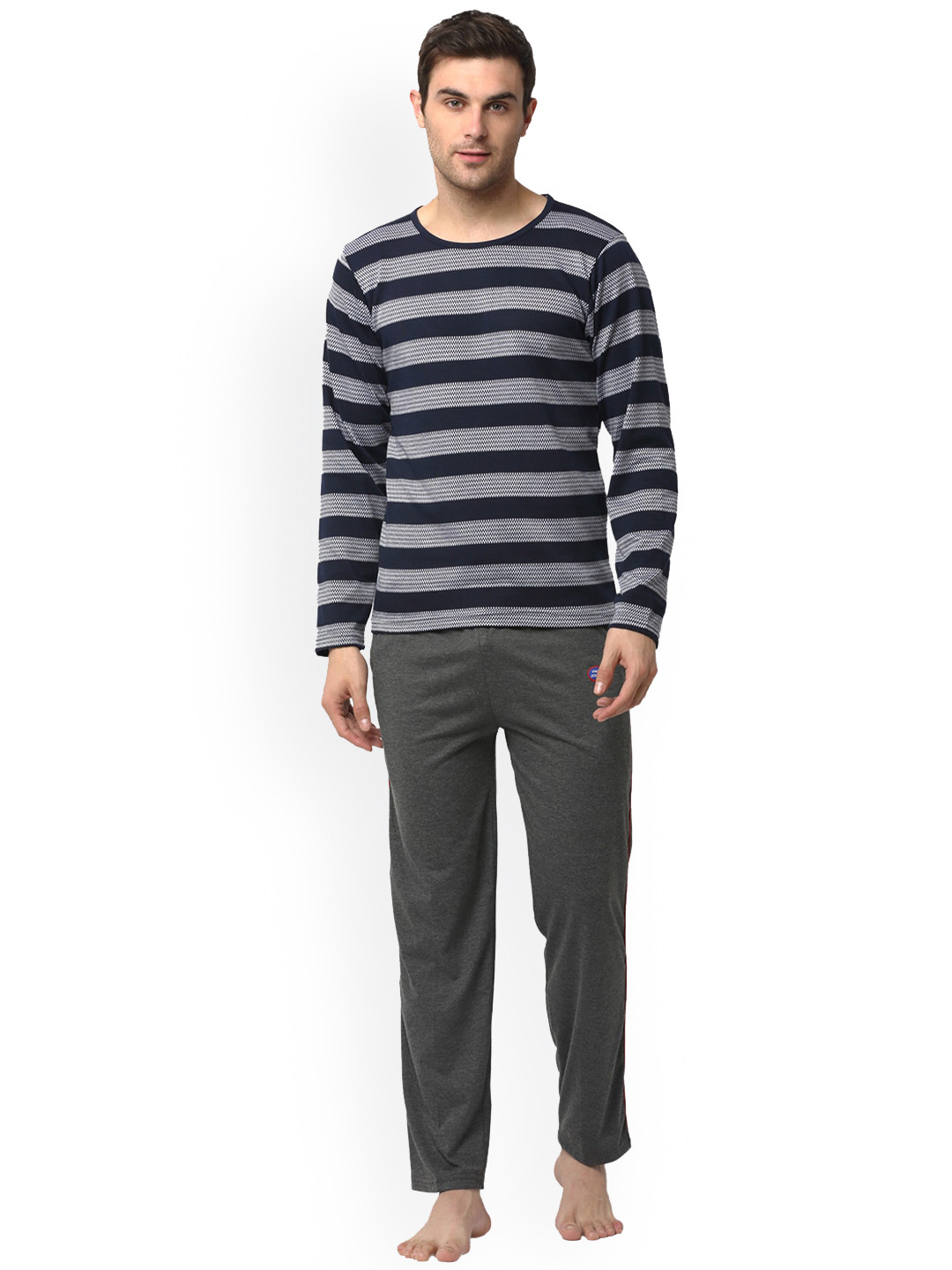 

VIMAL JONNEY Striped Night Suit, Grey