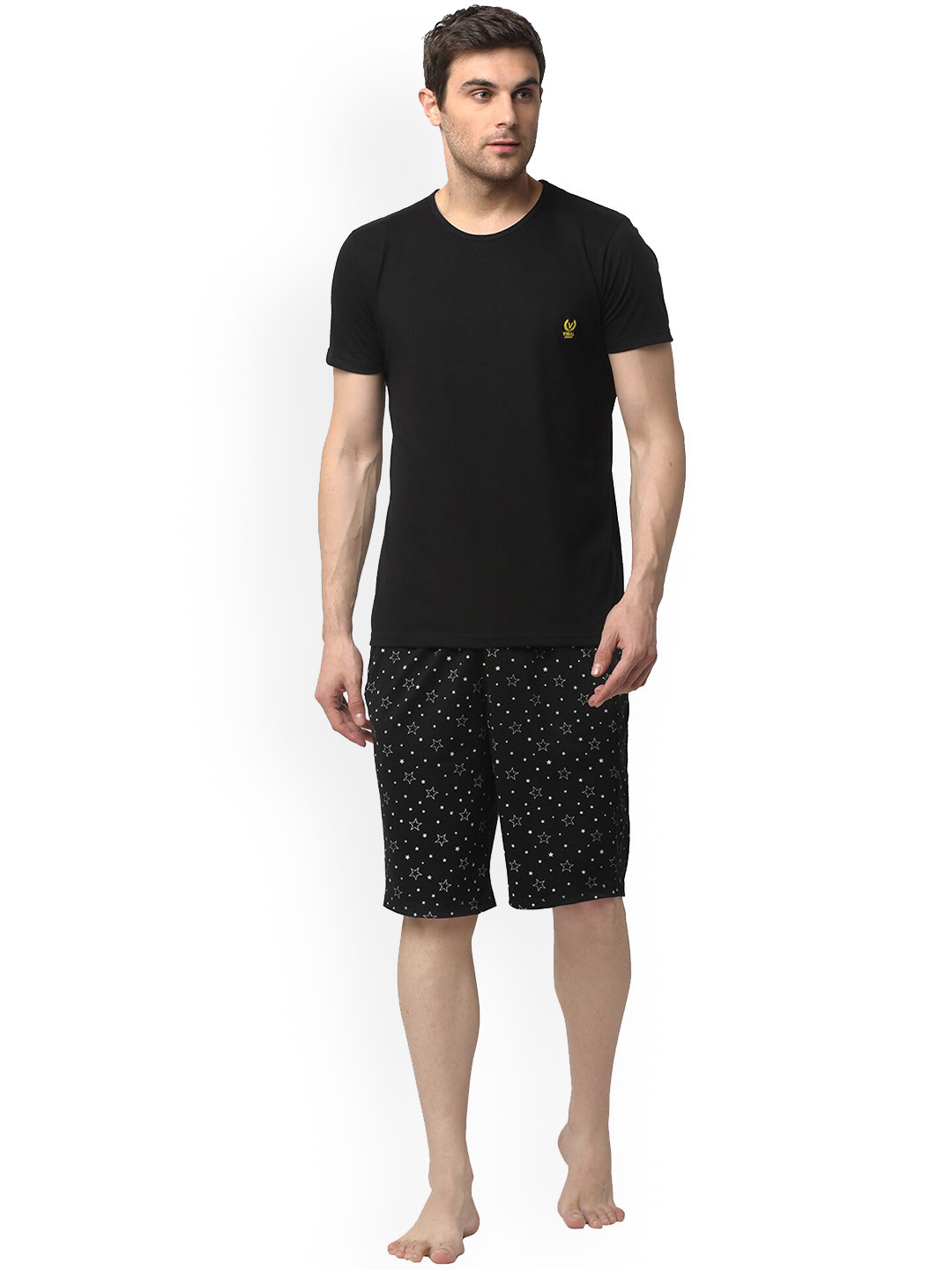 

VIMAL JONNEY Conversational Printed Night Suit, Black