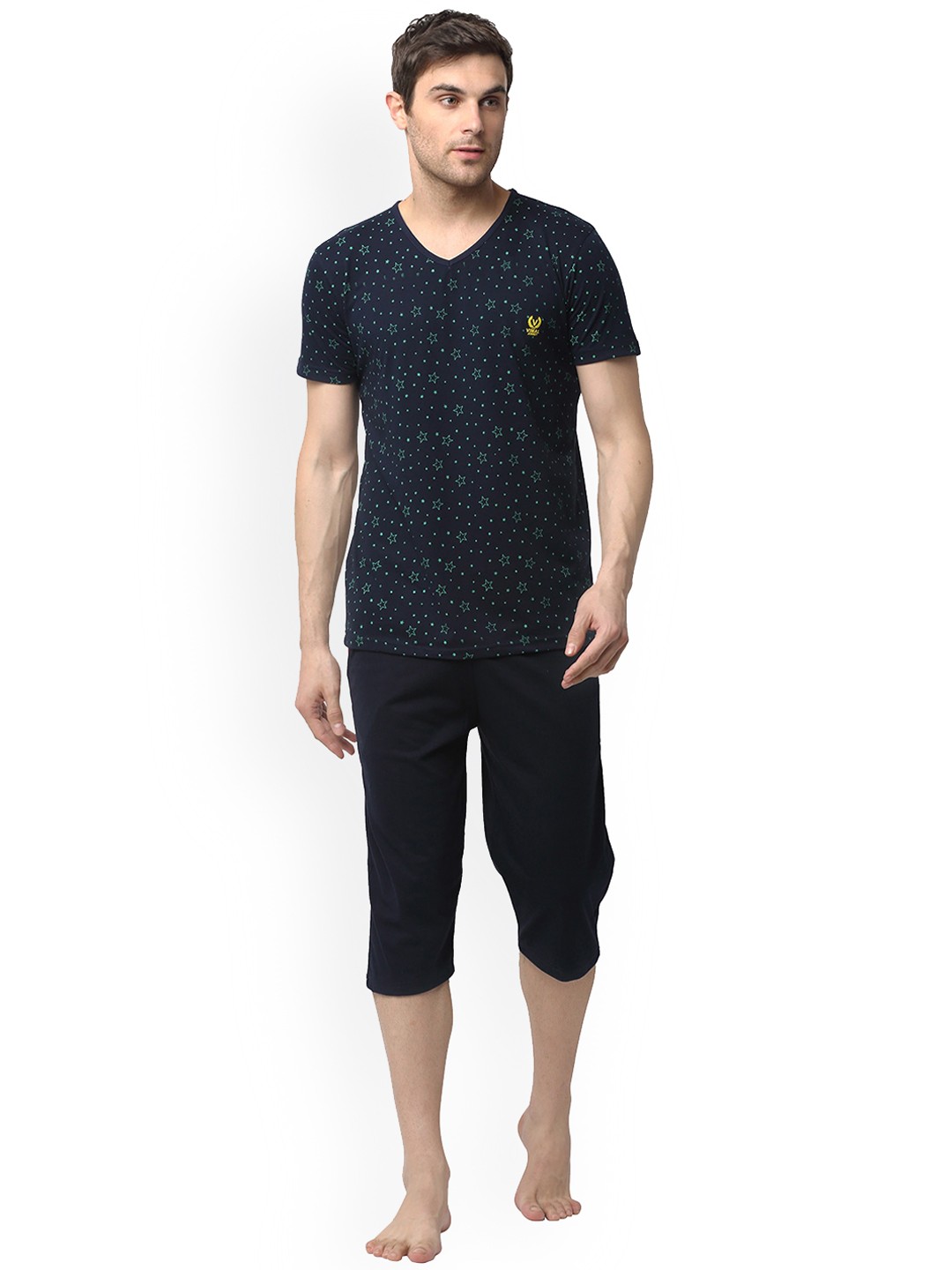 

VIMAL JONNEY Conversational Printed Night Suit, Navy blue