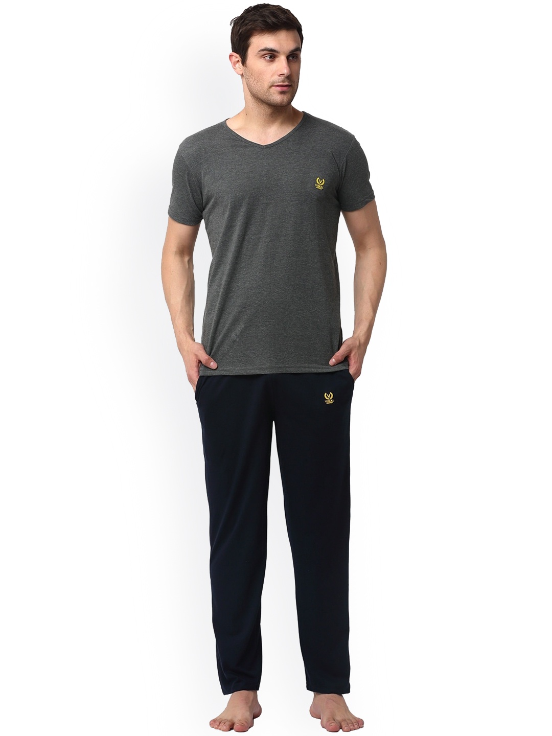 

VIMAL JONNEY Round Neck Night Suit, Grey