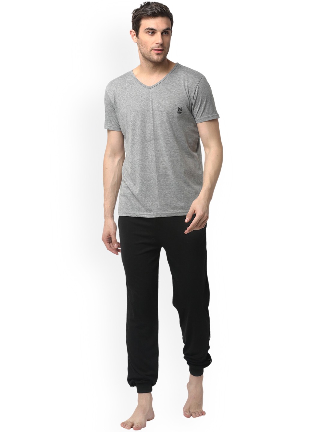 

VIMAL JONNEY V-Neck Night Suit, Grey