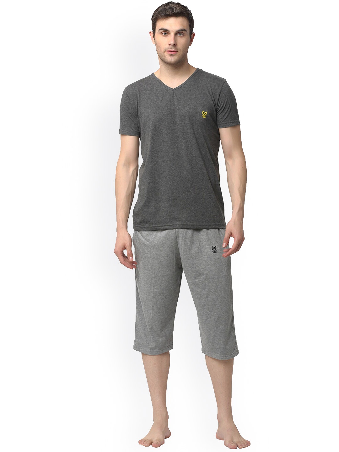 

VIMAL JONNEY V-Neck Night Suit, Grey