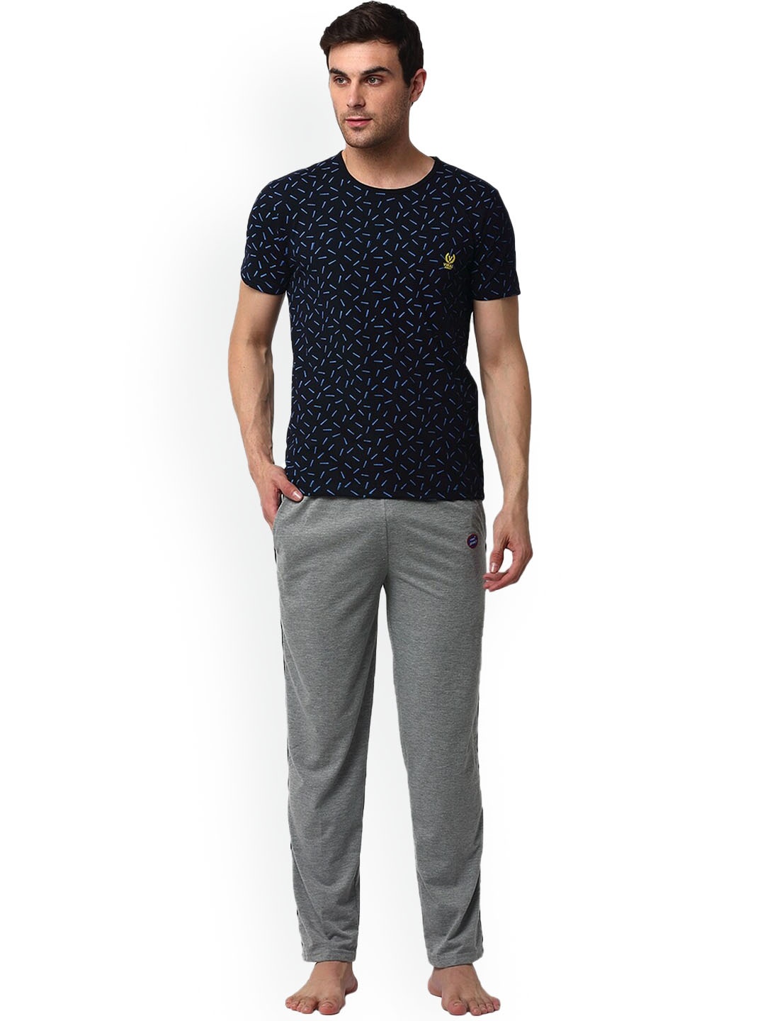

VIMAL JONNEY Men Lounge T-shirt with Pants Co-ords, Navy blue