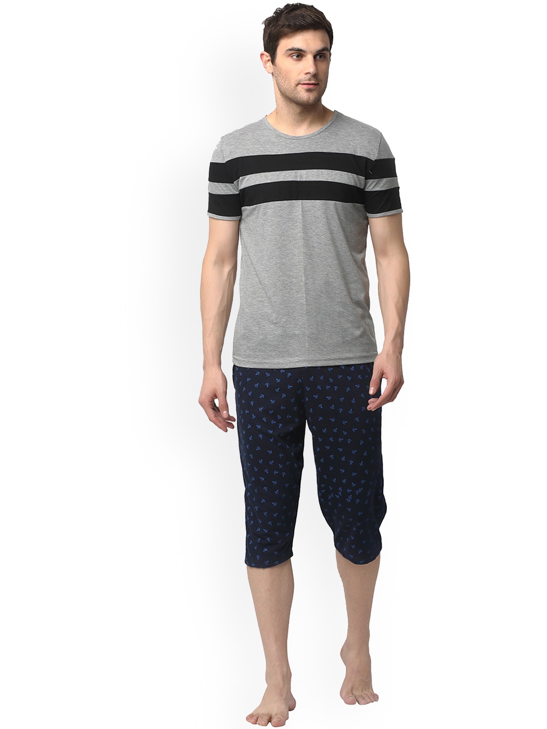

VIMAL JONNEY Men Lounge T-shirt with Shorts Co-ords, Grey