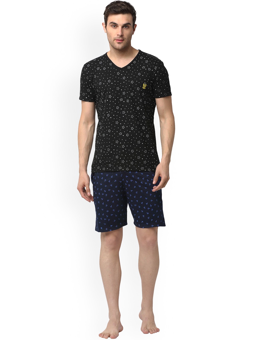 

VIMAL JONNEY Men Lounge T-shirt with Shorts Co-ords, Navy blue