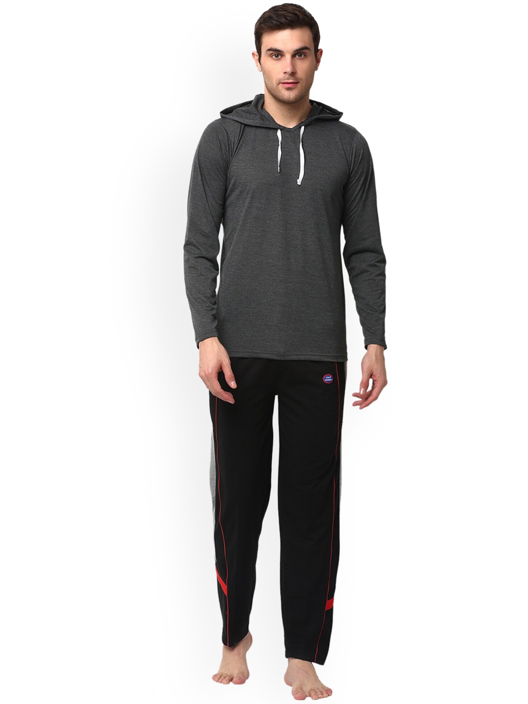 

VIMAL JONNEY Men Pure Cotton Hooded Sweatshirt With Pyjamas, Grey