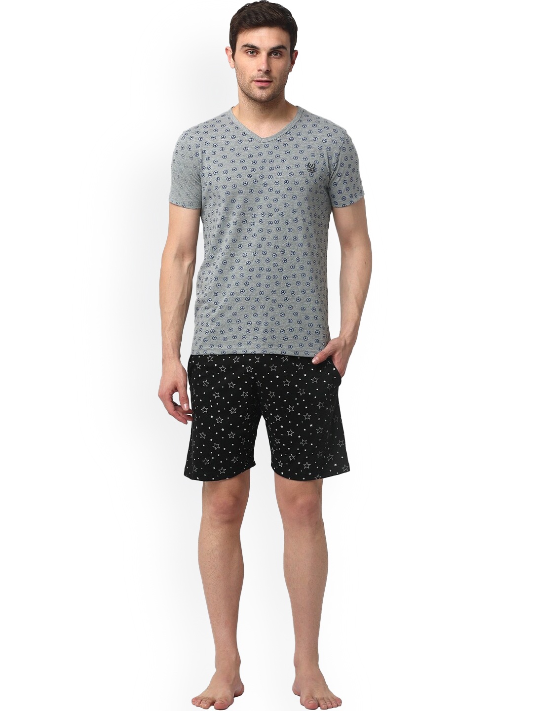 

VIMAL JONNEY Men Lounge T-shirt with Shorts Co-ords, Grey
