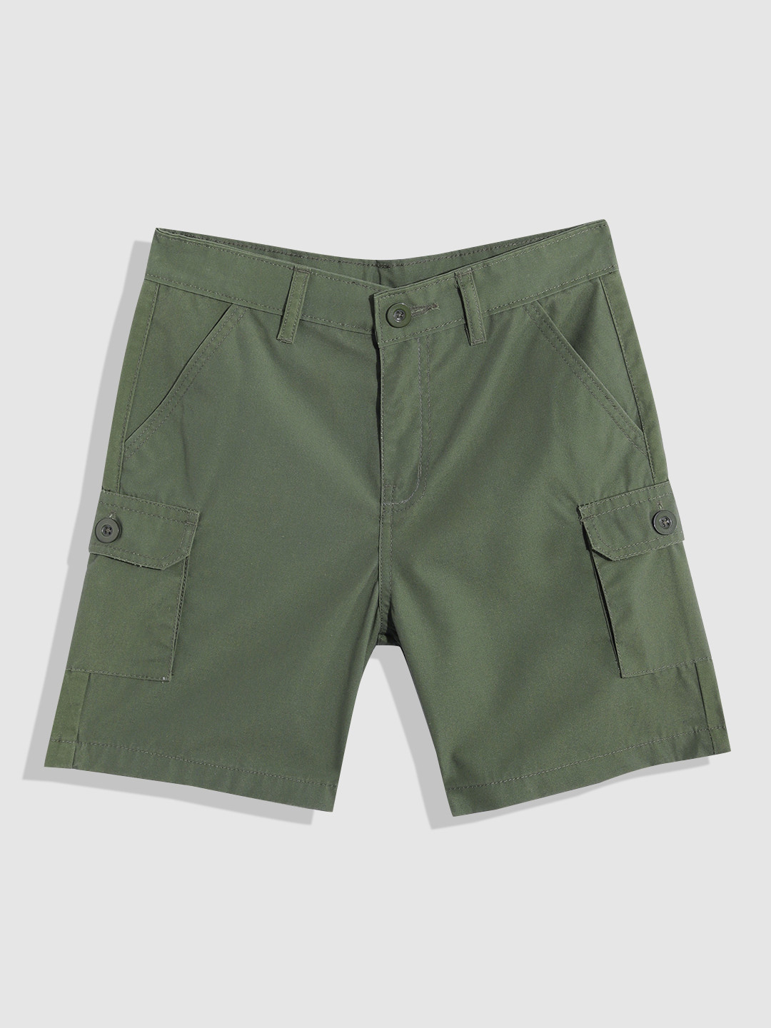 

YK Boys Slim Fit Pure Cotton Cargo Shorts, Olive