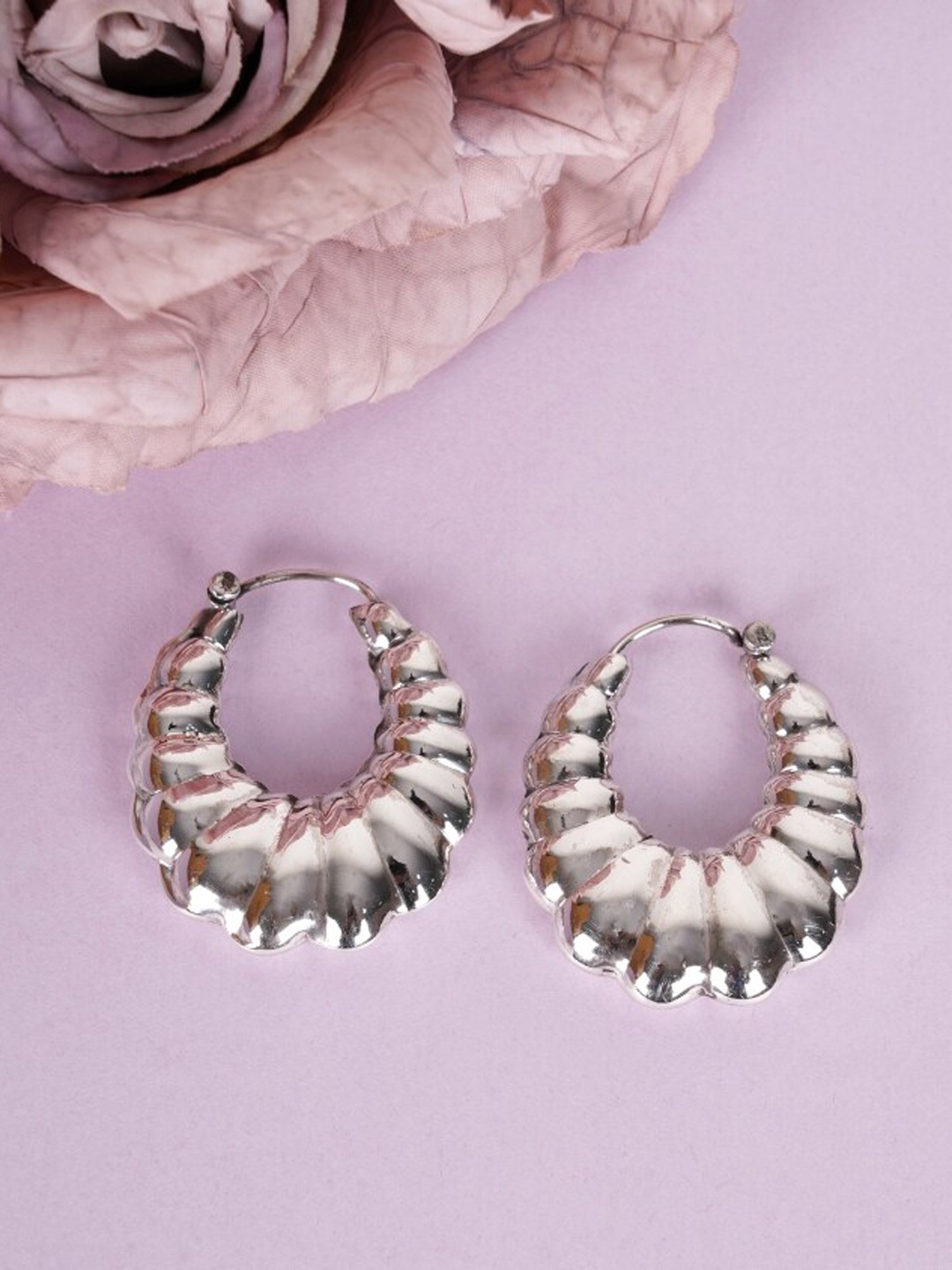 

Shyle Sterling Silver Classic Hoop Earrings, Grey