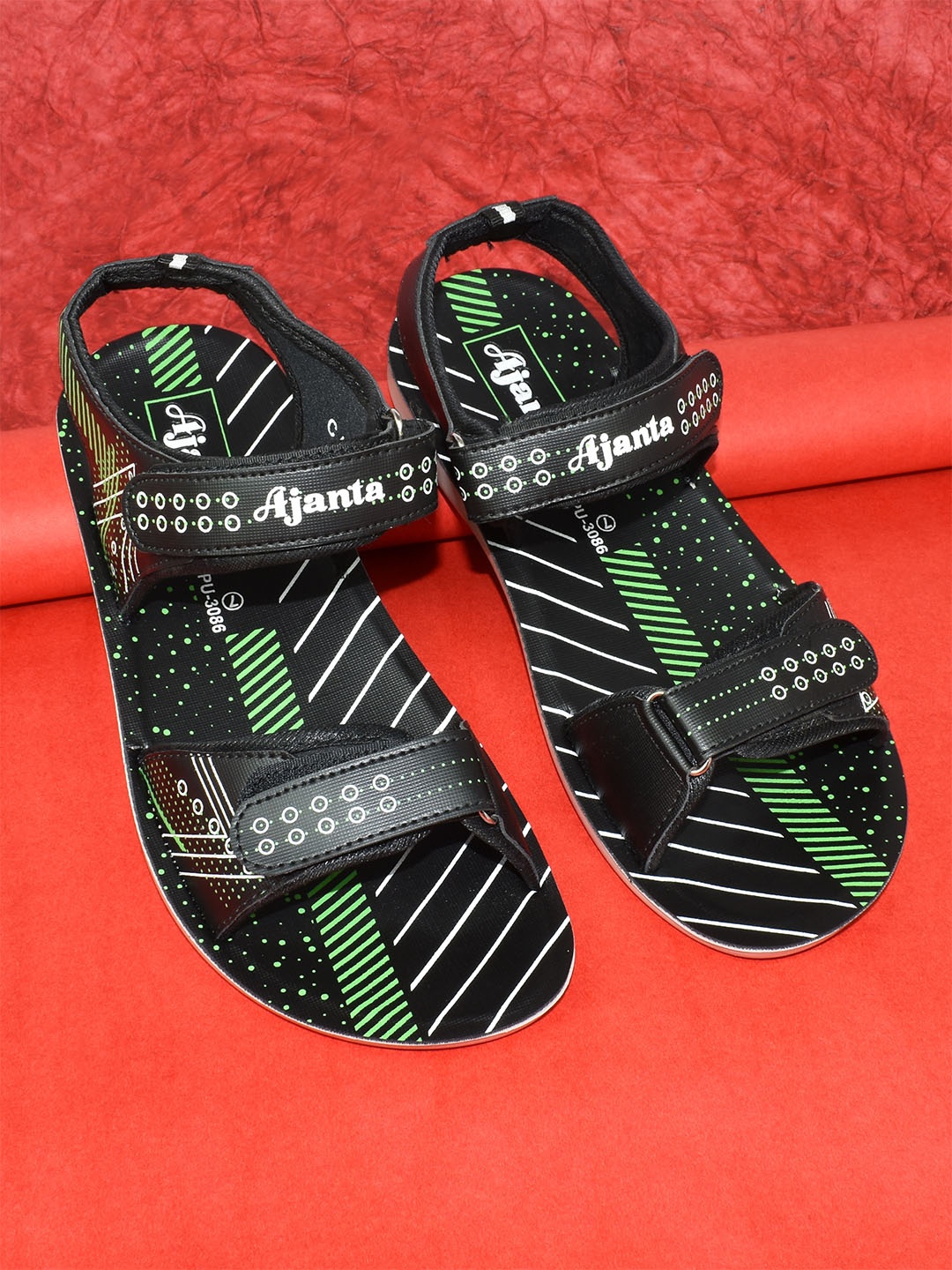 

Ajanta Men Printed Sports Sandals, Black