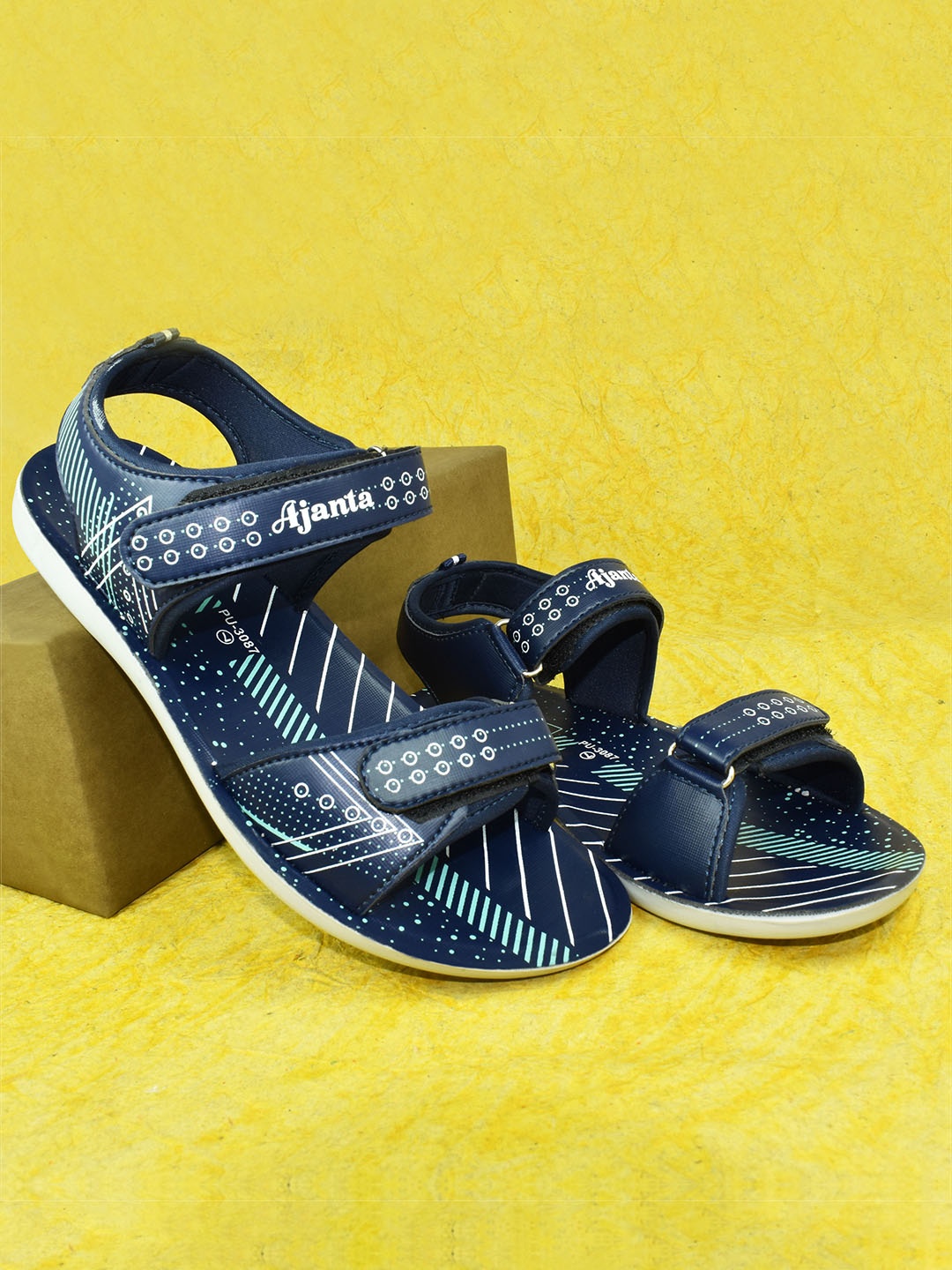 

Ajanta Men Printed Velcro Closure Sports Sandals, Blue