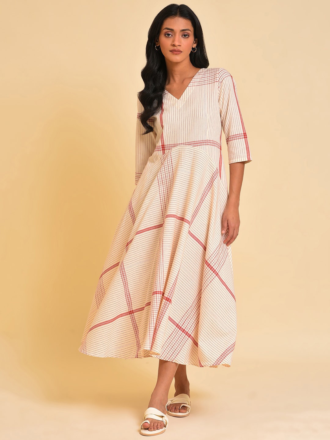 

W Midi Cotton Dress, Beige
