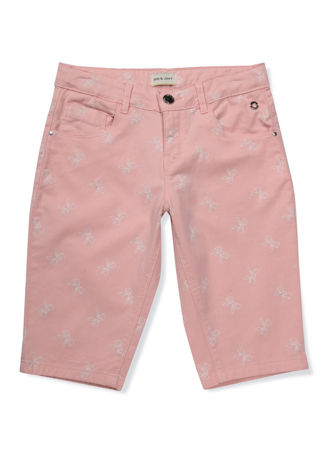 

Gini and Jony Girls Mid-Rise Denim Shorts, Peach