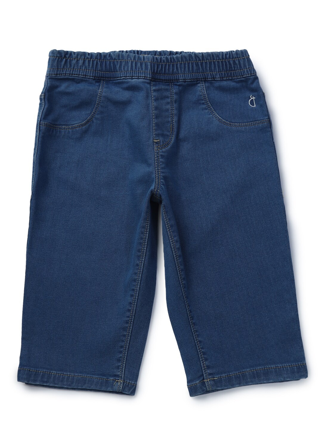 

Gini and Jony Girls Pedal Pusher Fixed Waist Mid-Rise Denim Capri, Blue