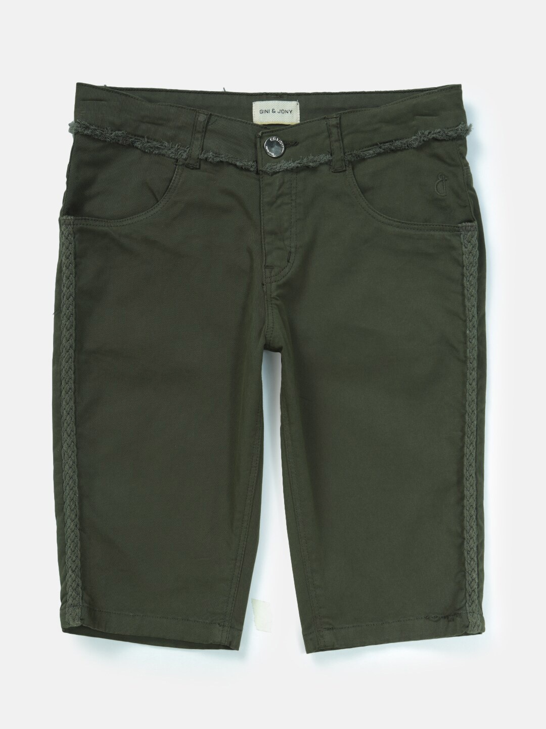 

Gini and Jony Girls Mid-Rise Denim Shorts, Olive