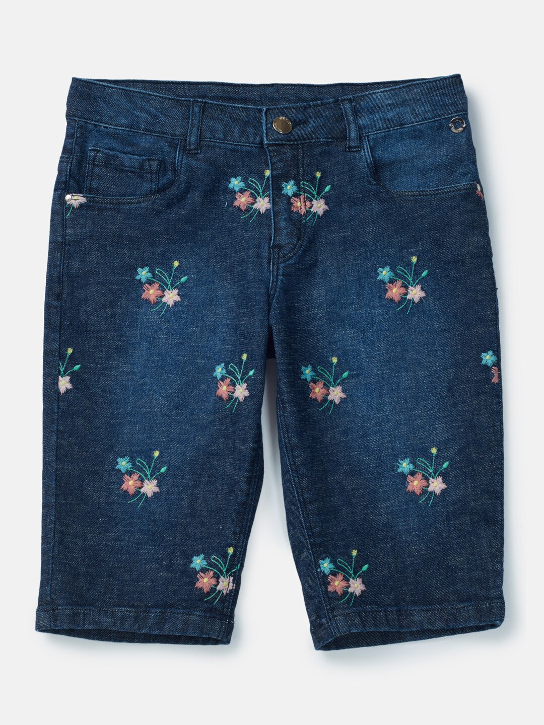 

Gini and Jony Girls Printed Regular Fit Mid-Rise Capris, Navy blue
