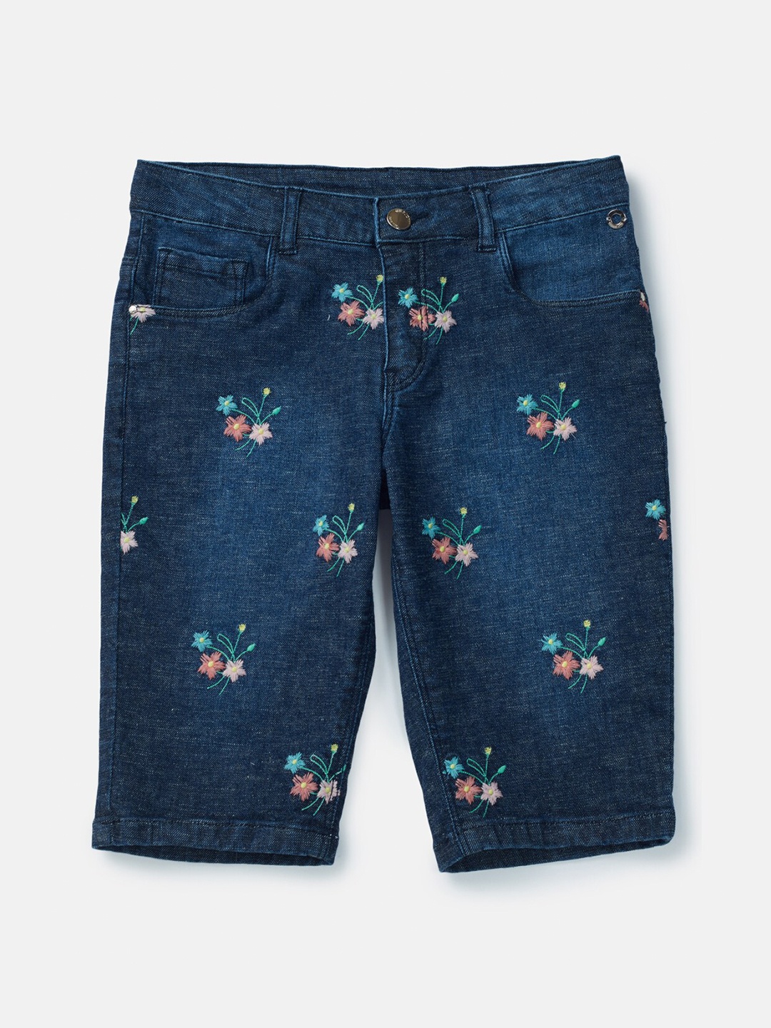

Gini and Jony Girls Printed Regular Fit Mid-Rise Capris, Navy blue