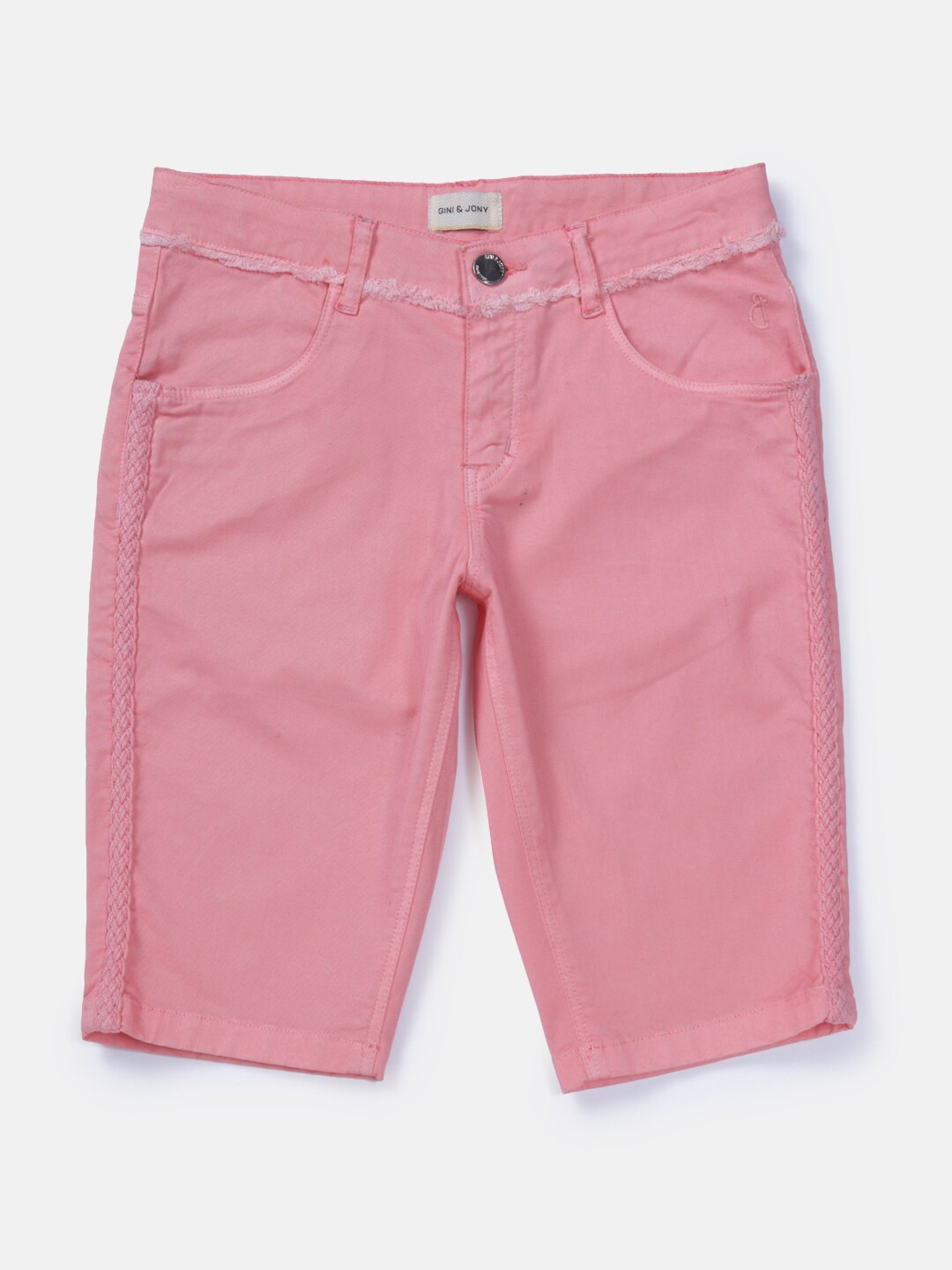 

Gini and Jony Girls Cotton Regular Fit Mid-Rise Capris, Pink
