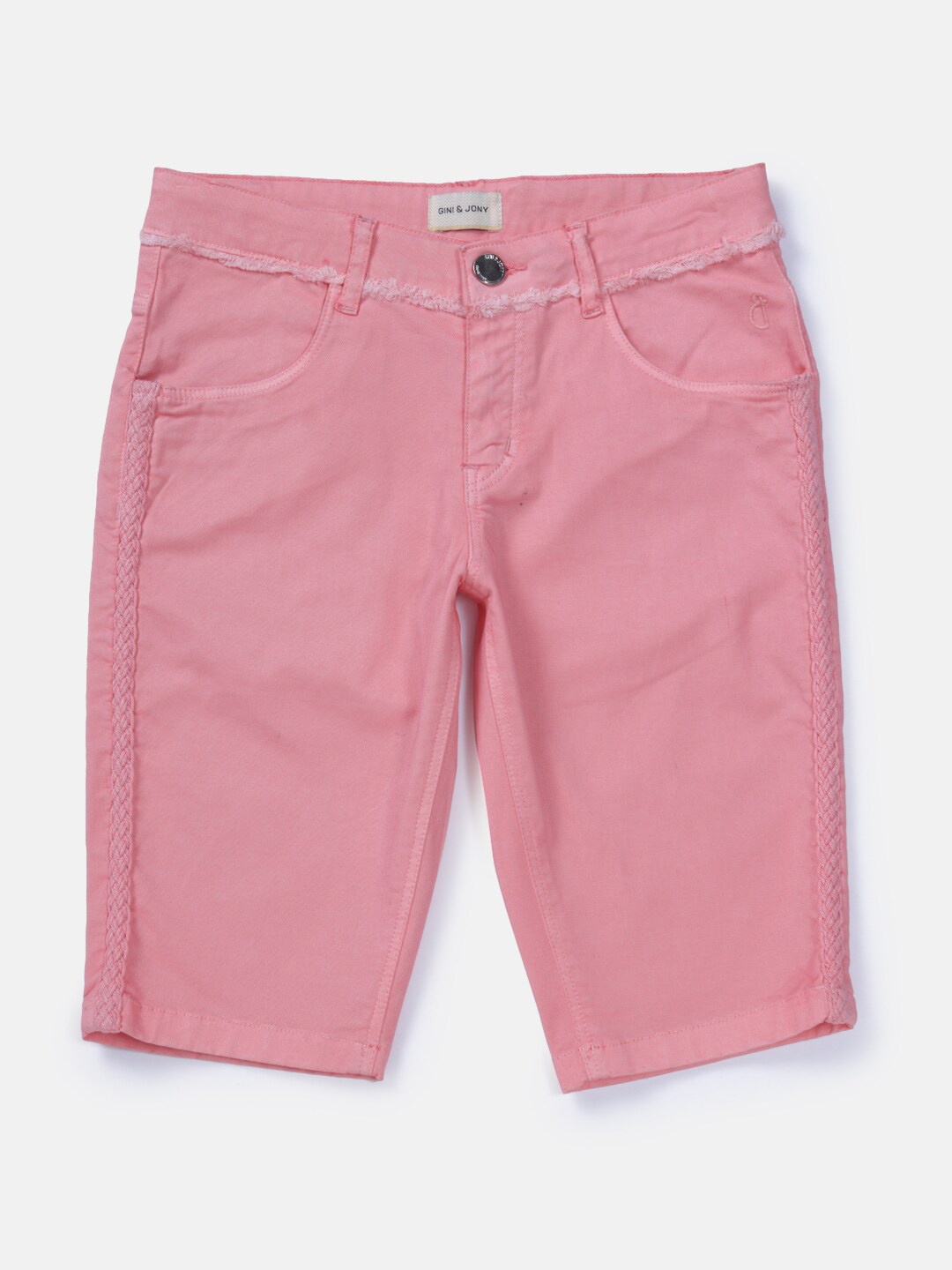 

Gini and Jony Infant Girls Pedal Pusher Fixed Waist Cotton Denim Capri, Pink