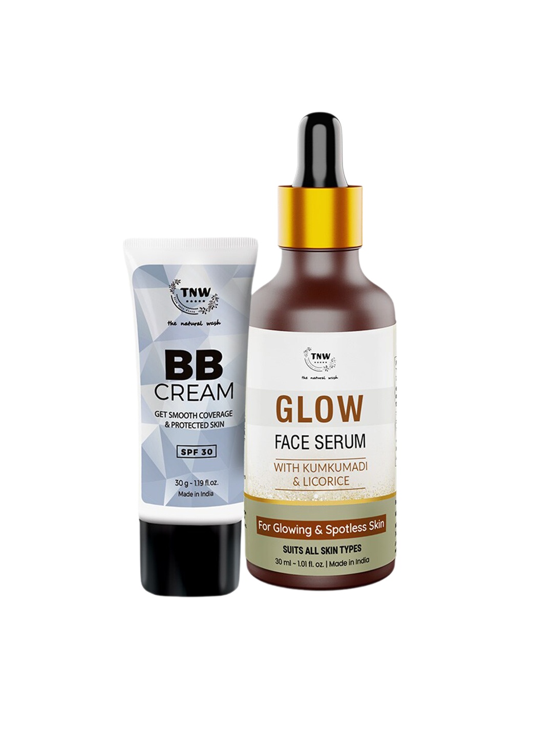 

TNW the natural wash BB CREAM 30gm- MEDIUM SHADE (02) & Glow Face Serum- 30ml, Beige