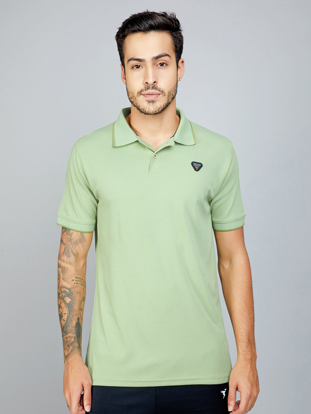 

Technosport Polo Collar Antimicrobial Slim Fit Sports T-Shirt, Lime green