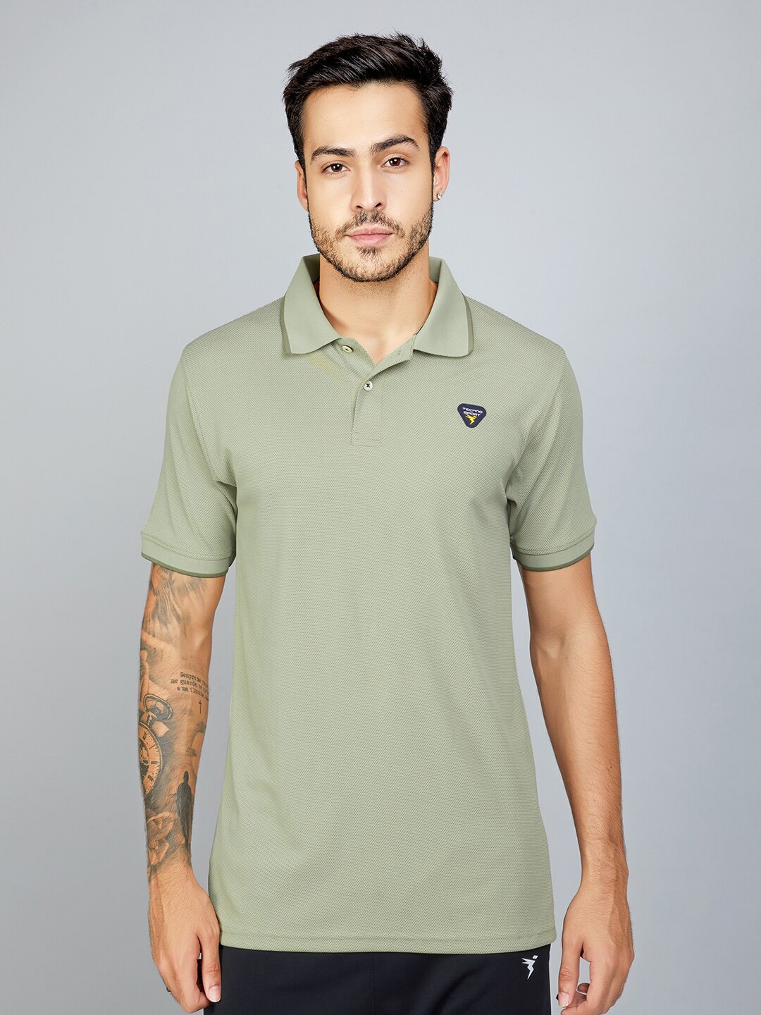 

Technosport Polo Collar Antimicrobial Slim Fit Sports T-shirt, Beige