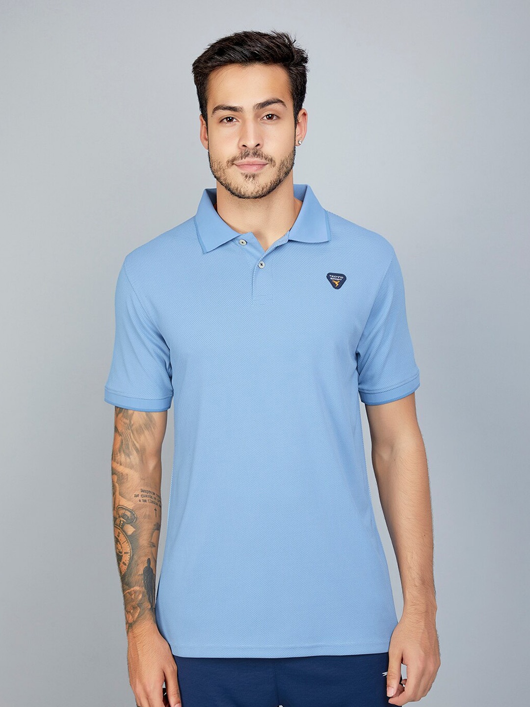 

Technosport Polo Collar Antimicrobial Slim Fit Sports T-shirt, Blue