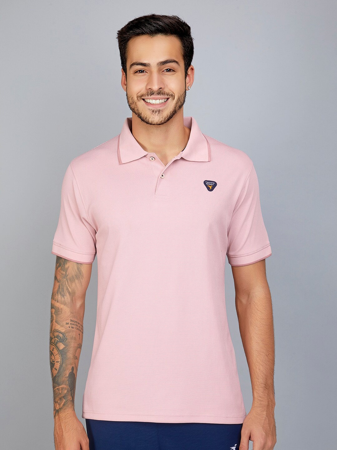 

Technosport Polo Collar Antimicrobial Slim Fit Sports T-shirt, Pink