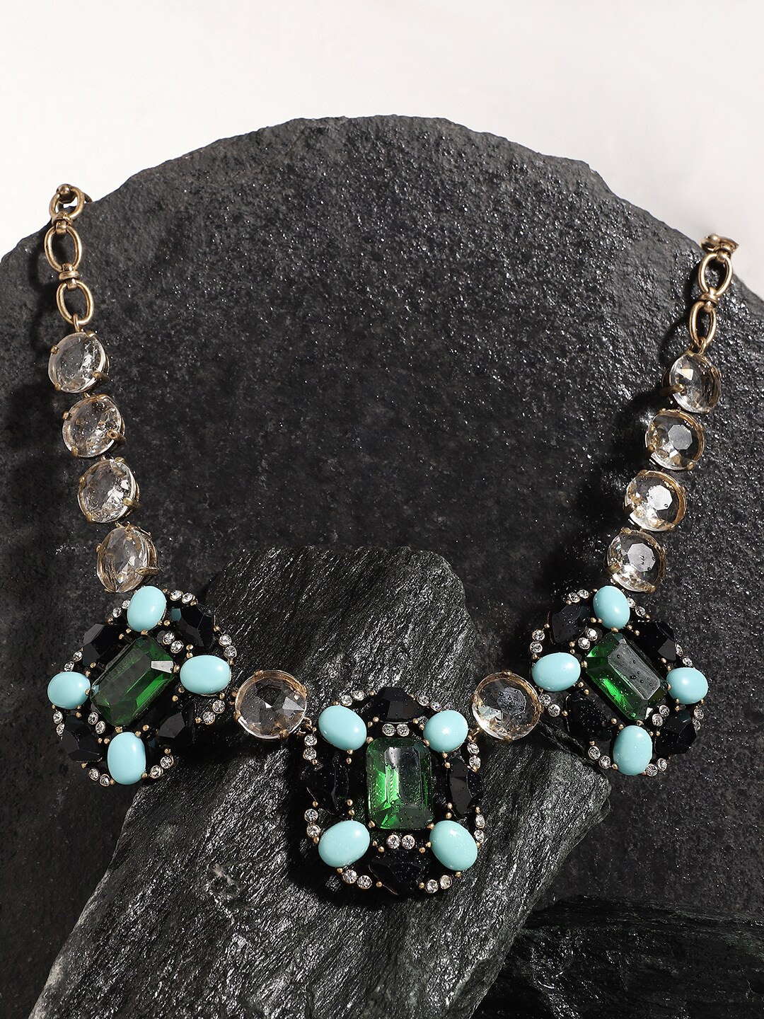 

SOHI Gold-Plated Stone-Studded Necklace