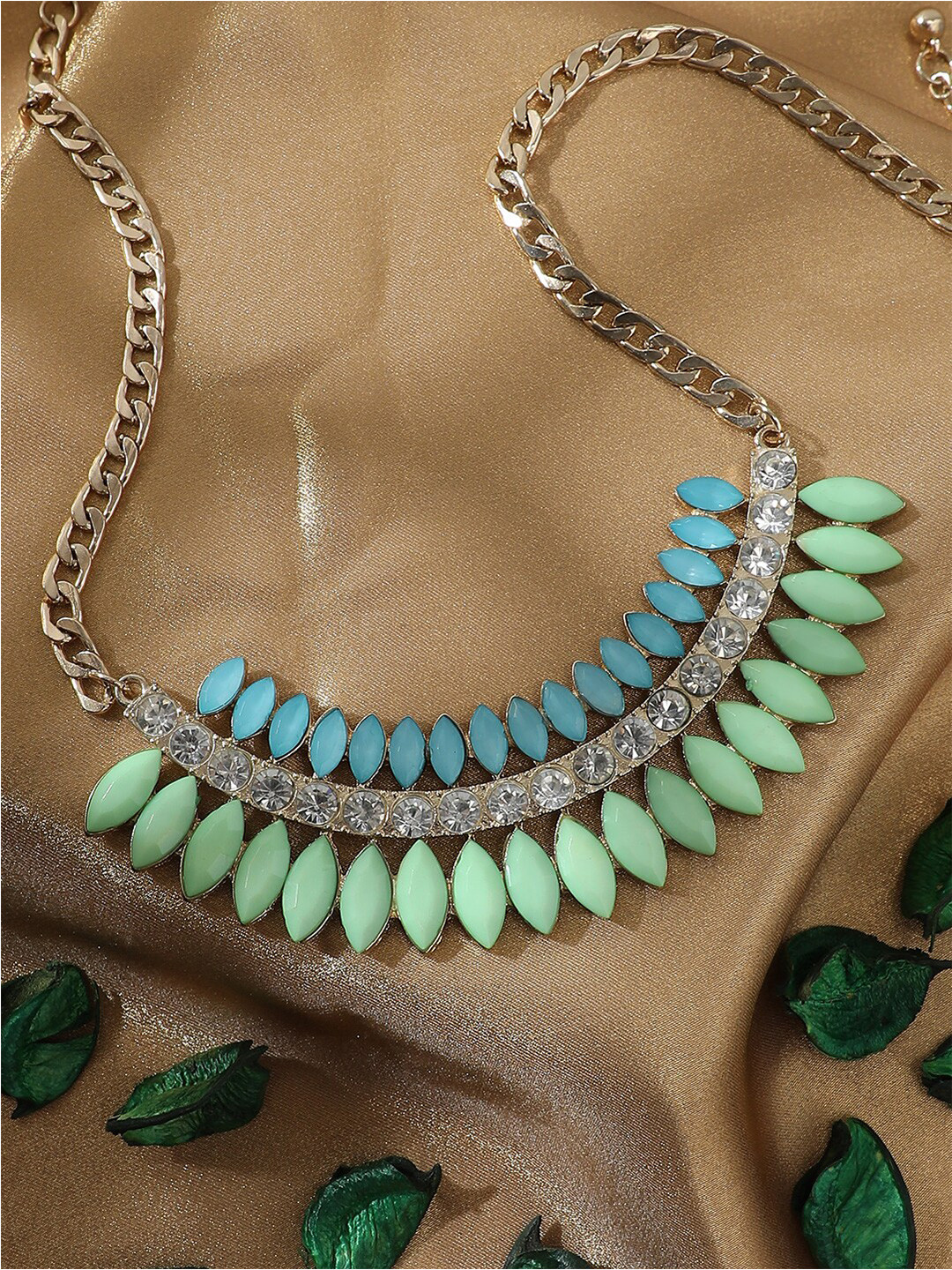 

SOHI Gold-Plated Stone-Studded Necklace