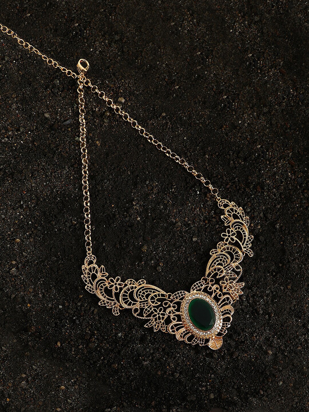 

SOHI Gold-Plated Stone-Studded Necklace
