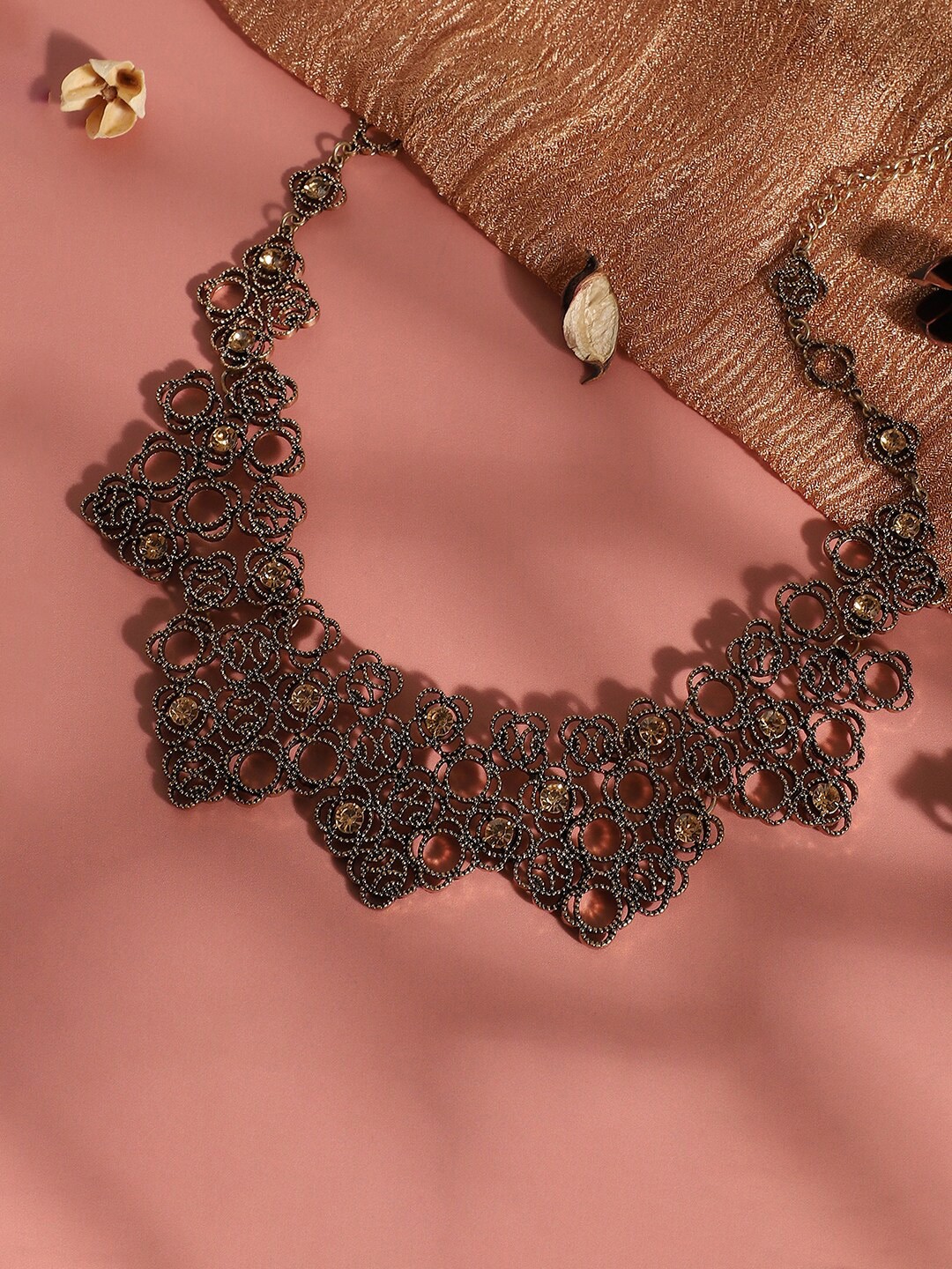 

SOHI Gold-Plated Stone Studded Necklace