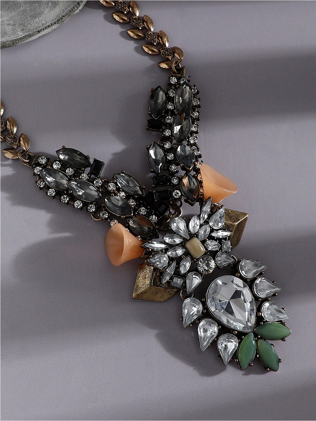 

SOHI Gold-Plated Stone-Studded Necklace
