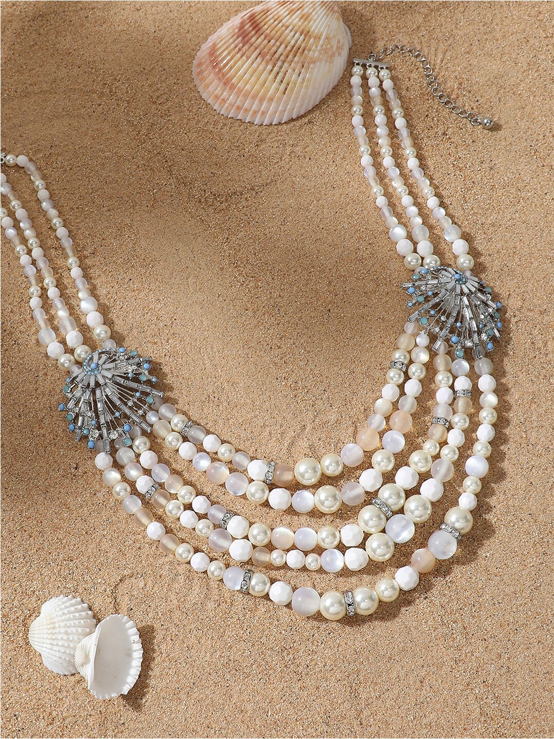 

SOHI Silver-Plated Artificial Stones & Beads Necklace