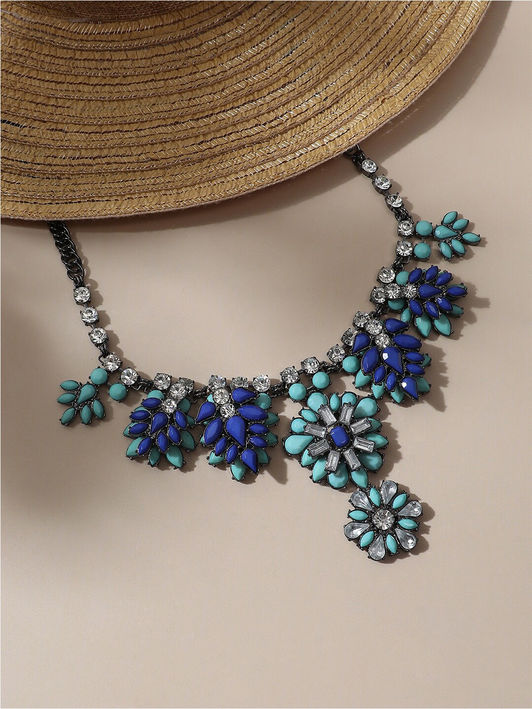 

SOHI Silver-Plated Stone Studded Necklace