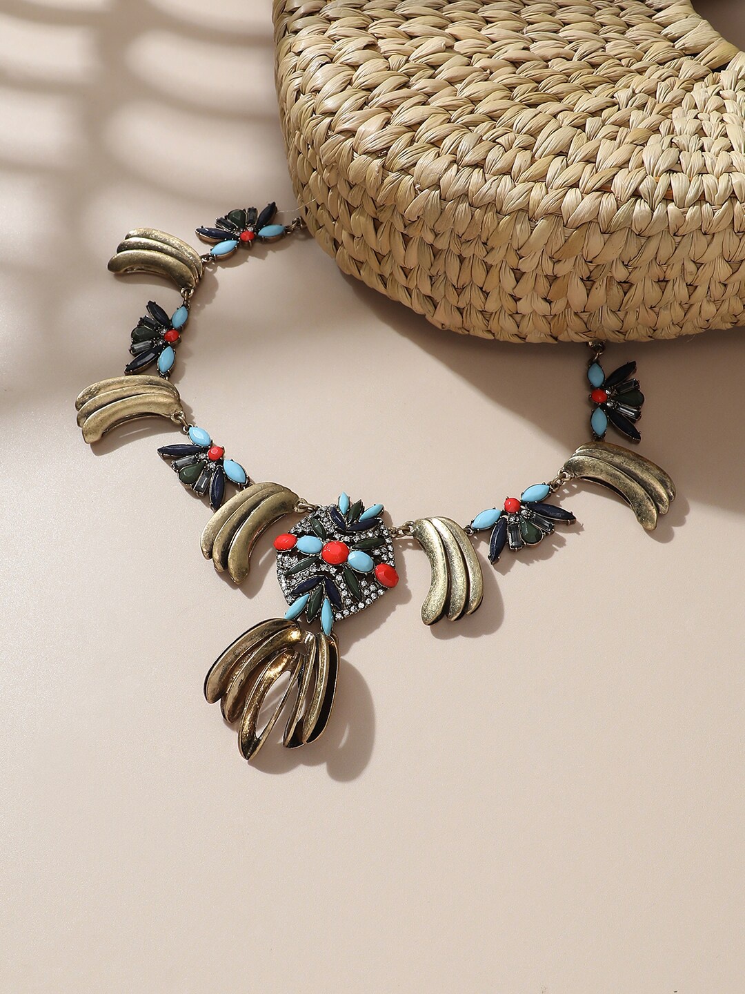 

SOHI Gold-Plated Stone-Studded Necklace