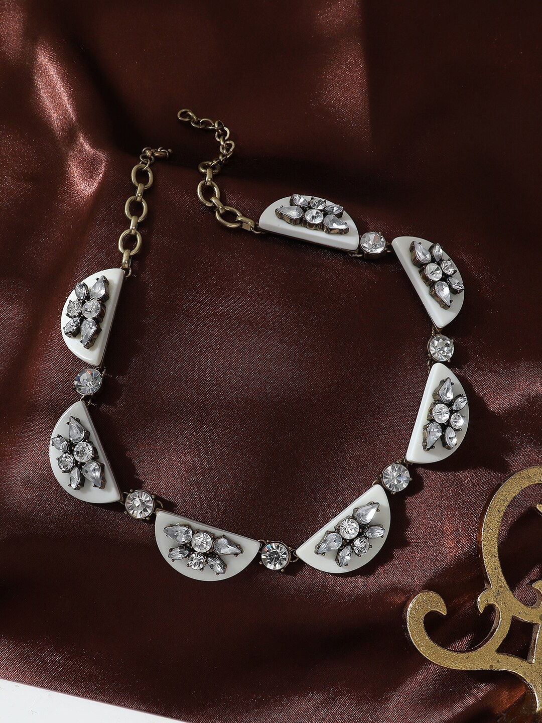 

SOHI Gold-Plated Stone-Studded Necklace