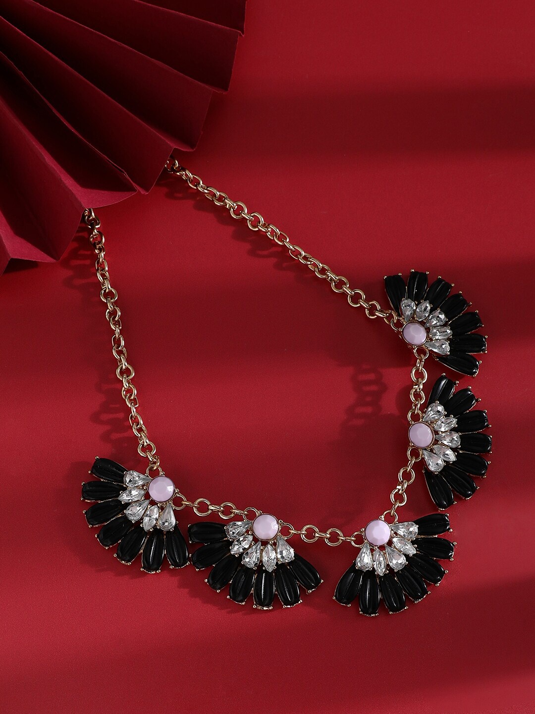 

SOHI Gold-Plated Stone-Studded Necklace