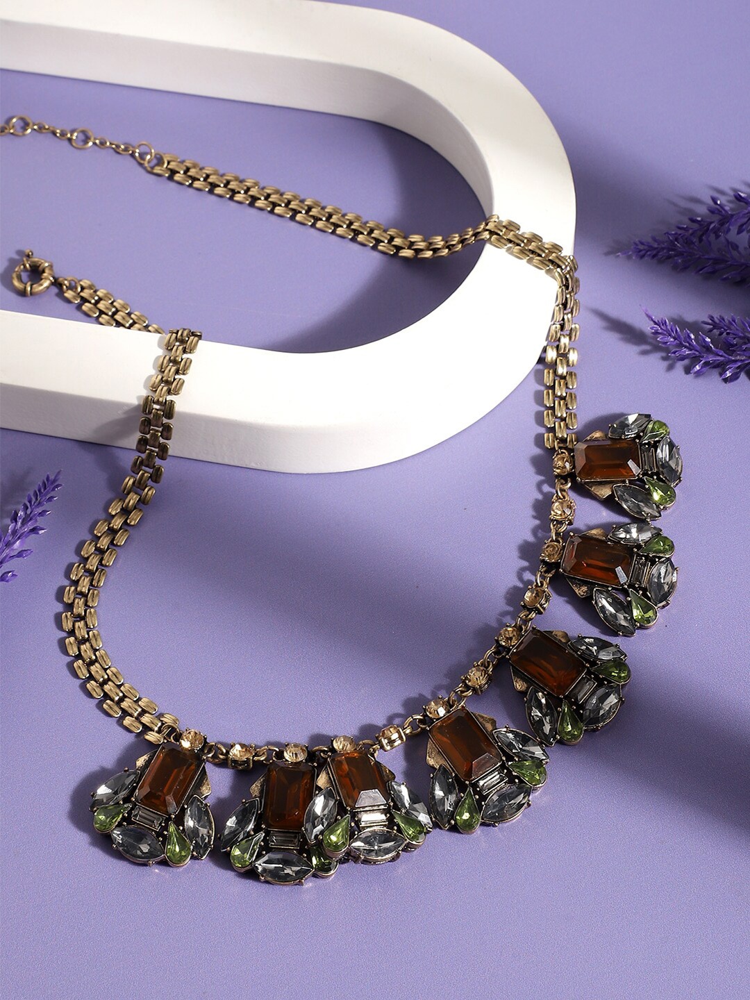 

SOHI Gold-Plated Statement Necklace, Green