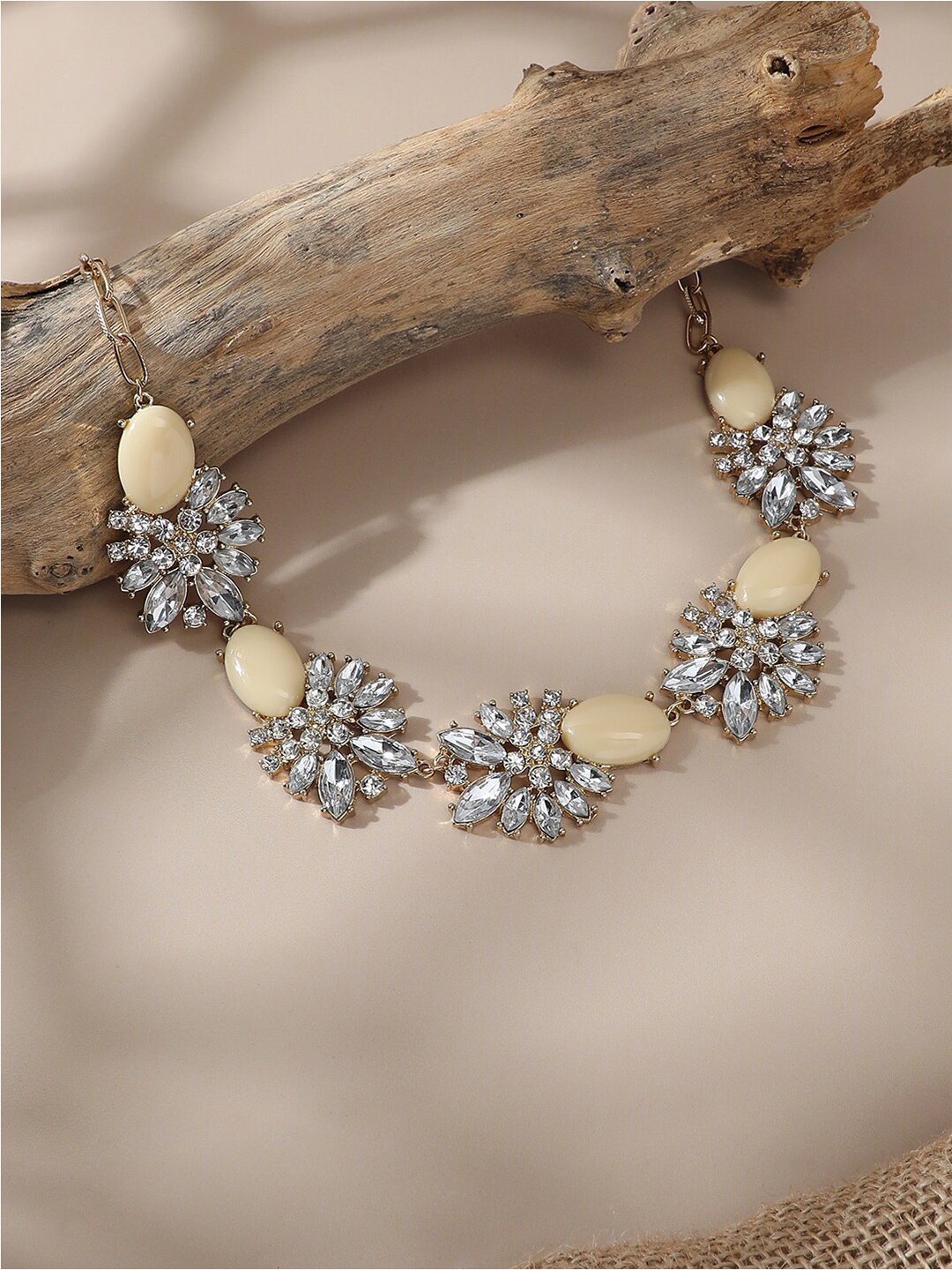 

SOHI Gold-Plated Stone Studded Necklace