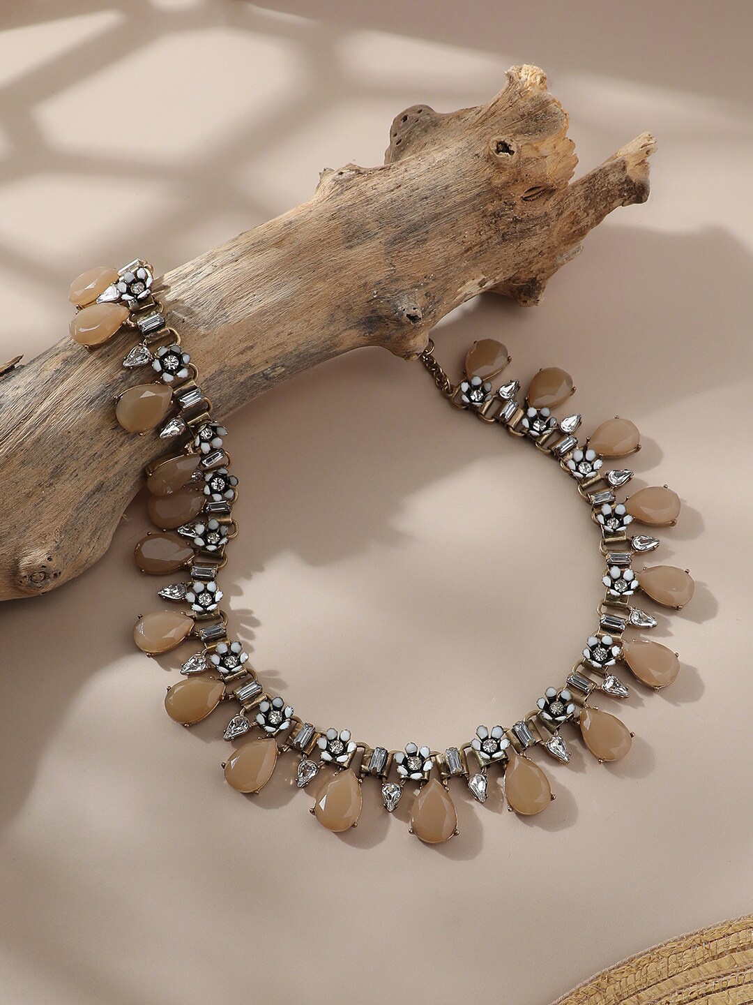 

SOHI Gold-Plated Stone Studded Statement Necklace