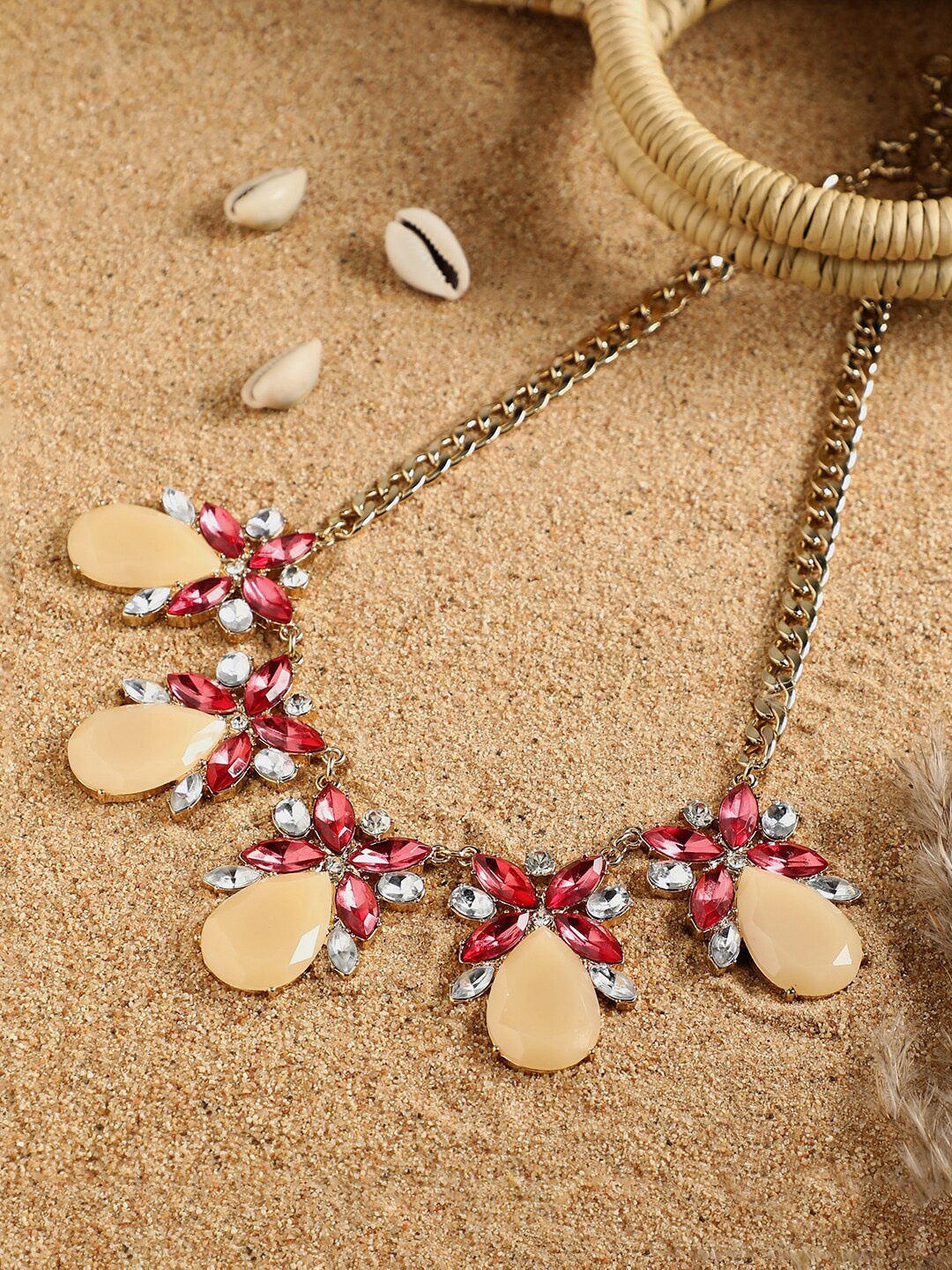 

SOHI Gold-Plated Stone Studded Necklace