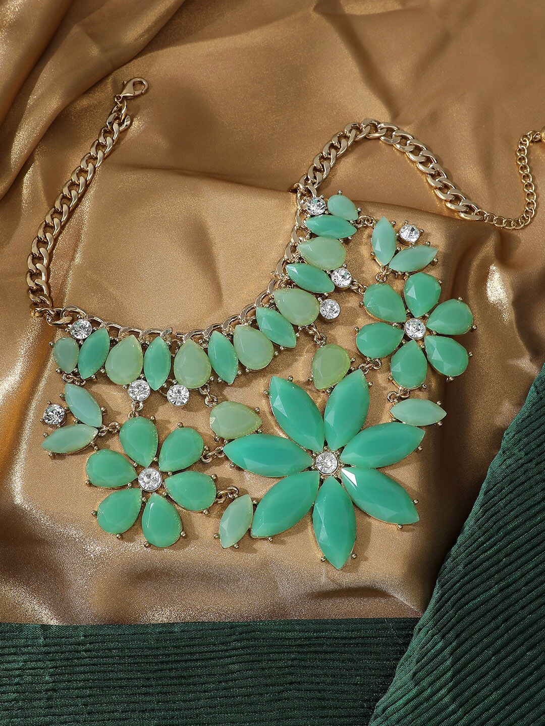 

SOHI Gold-Plated Stone-Studded Necklace