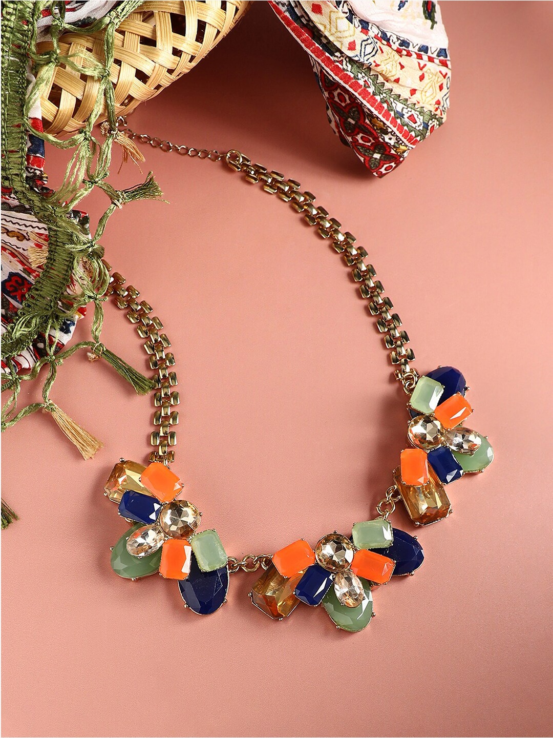 

SOHI Gold-Plated Artificial Stones Necklace