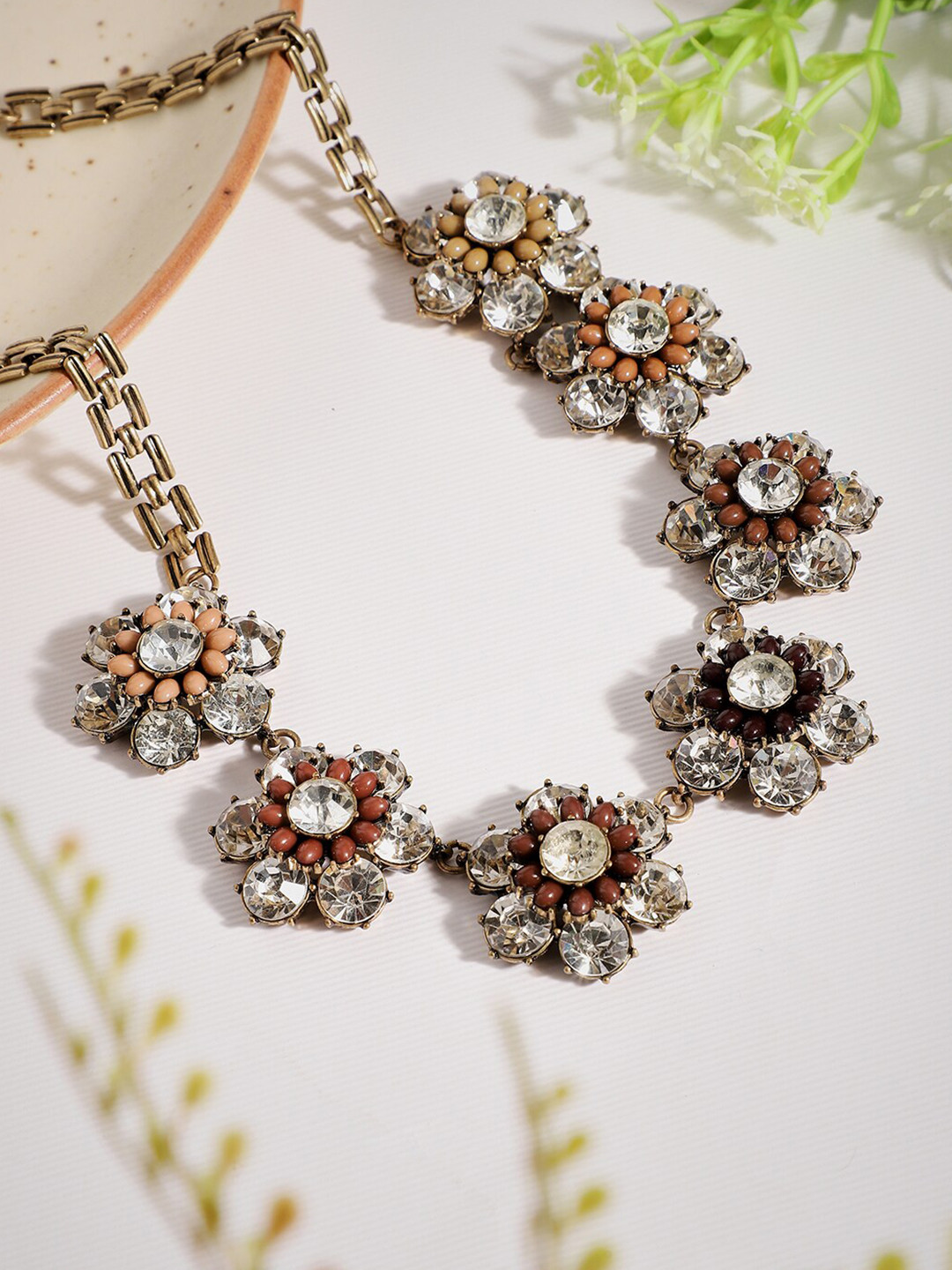 

SOHI Gold-Plated Stone Studded Necklace