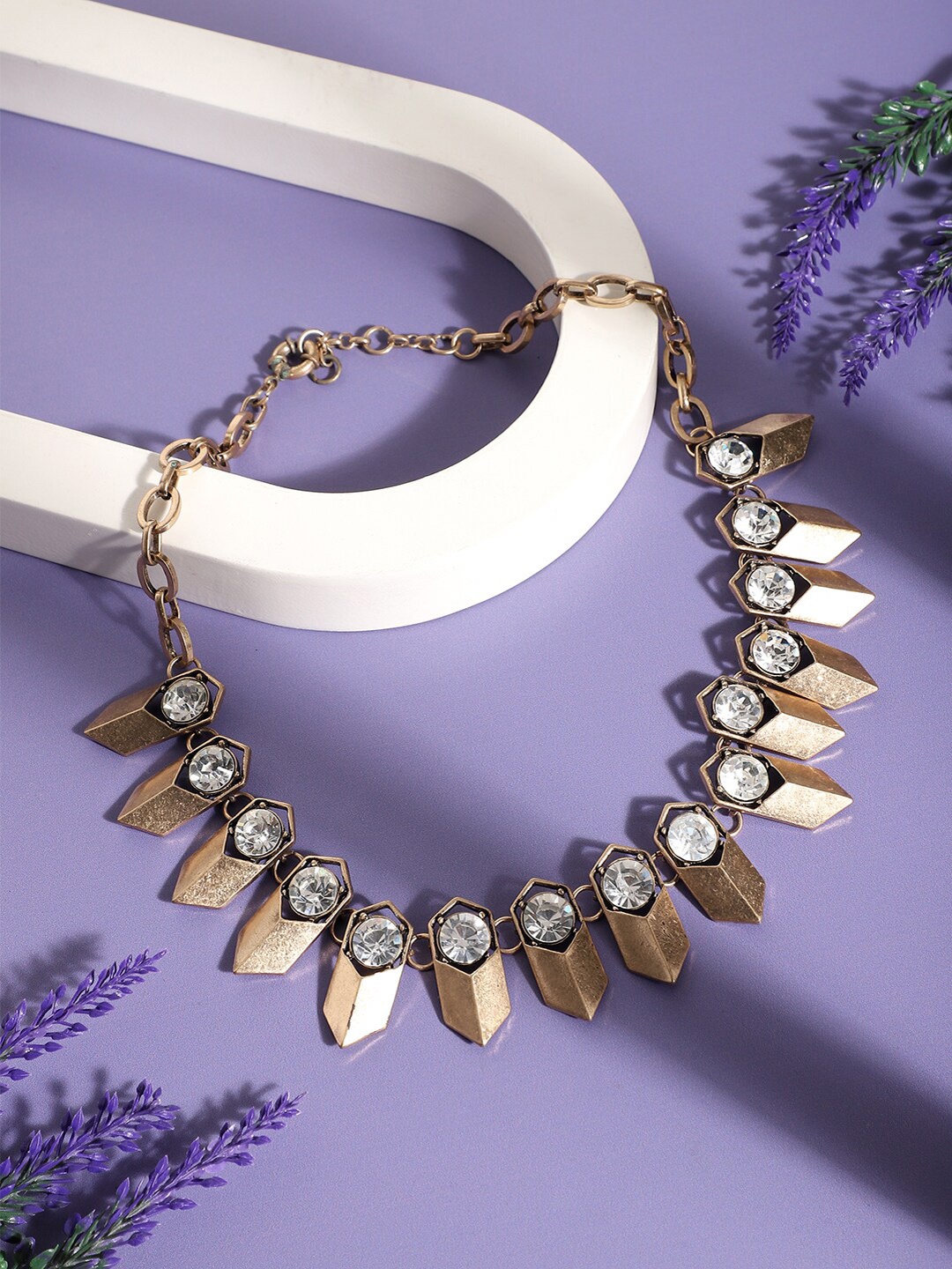 

SOHI Gold-Plated Stone-Studded Necklace