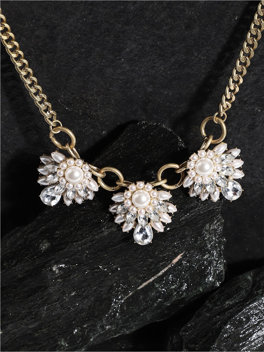 

SOHI Gold-Plated Stone-Studded Necklace