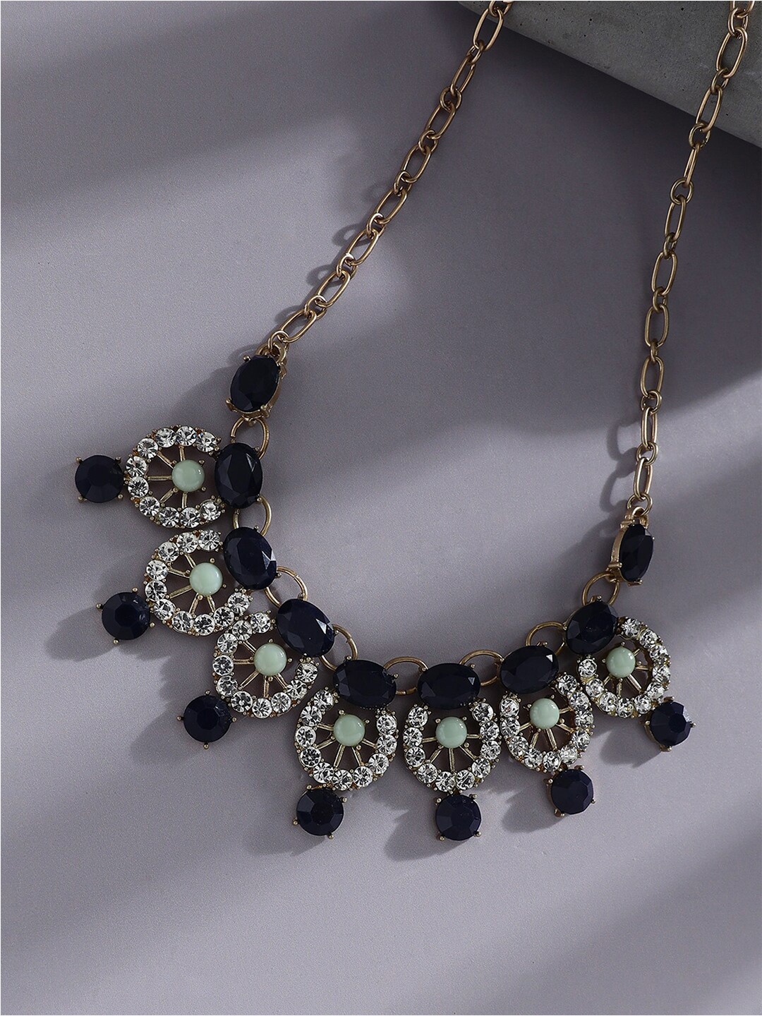 

SOHI Gold-Plated Stone Studded Necklace