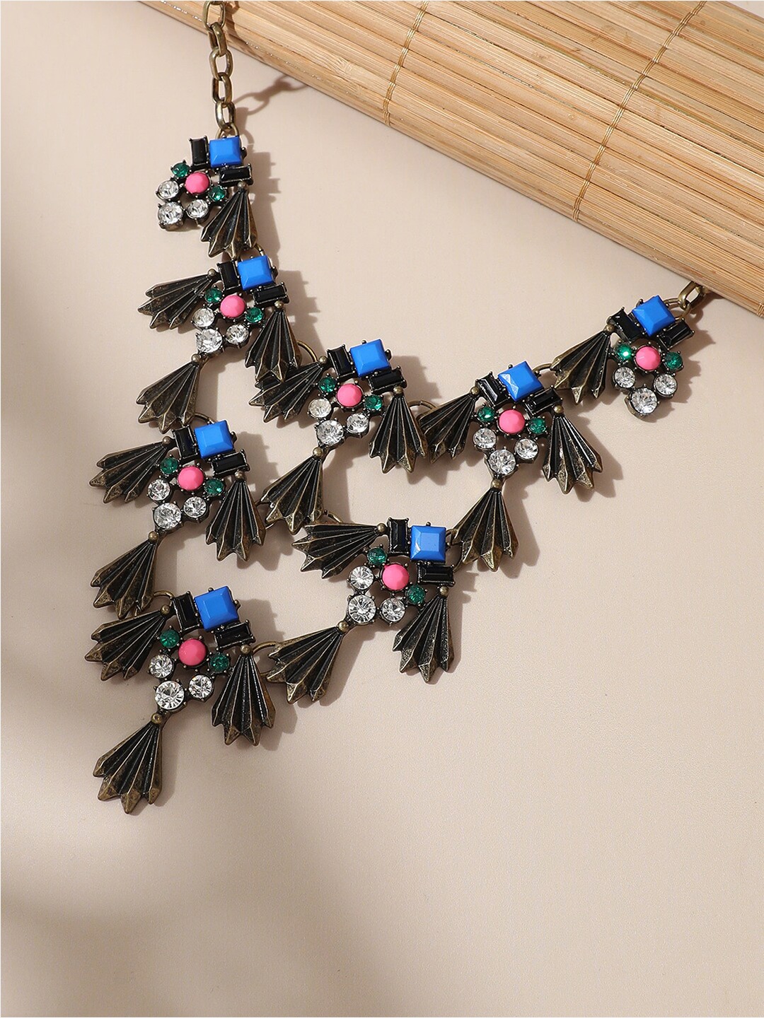 

SOHI Gold-Plated Stone-Studded Necklace