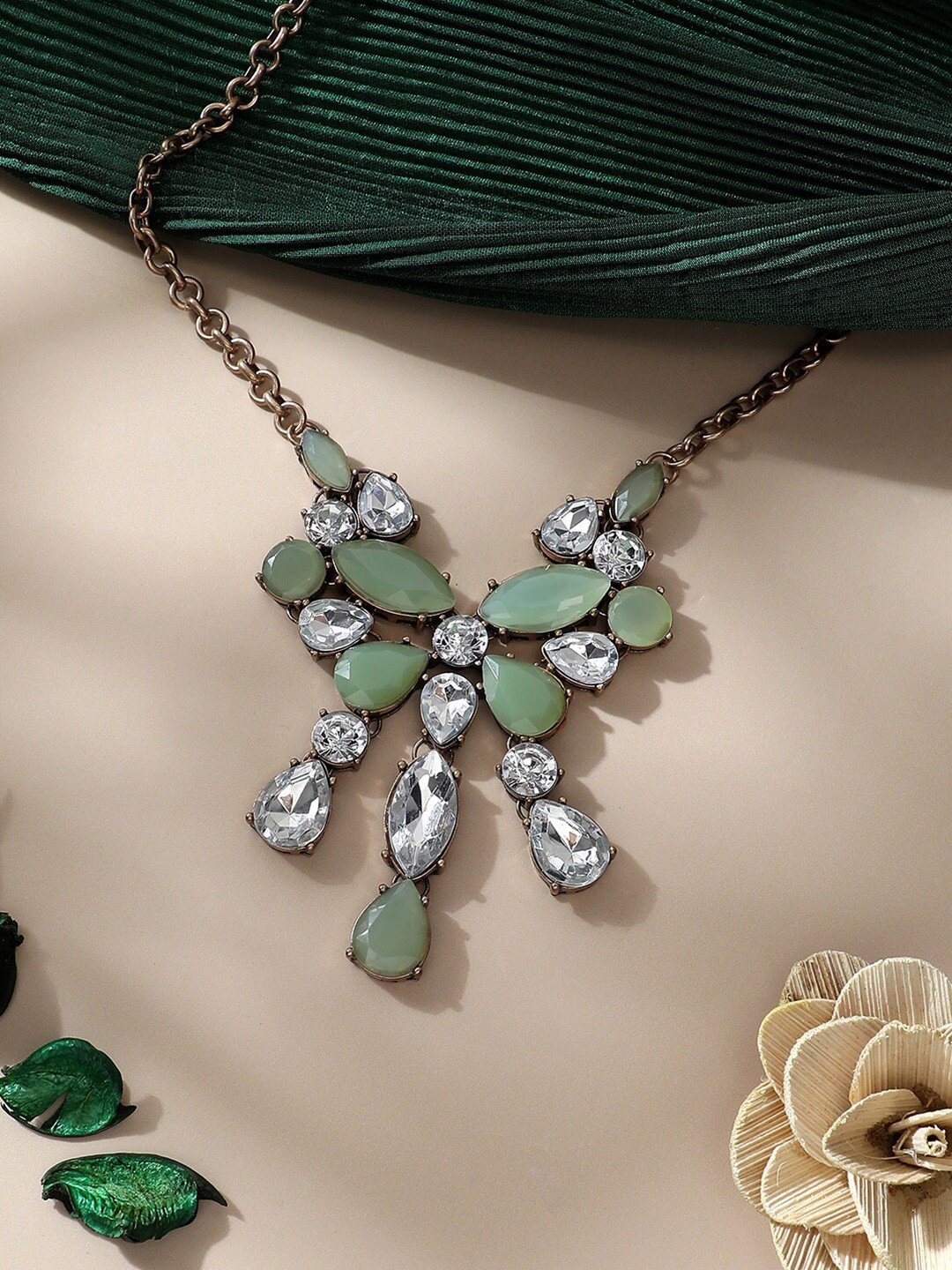 

SOHI Gold-Plated Stone Studded Necklace
